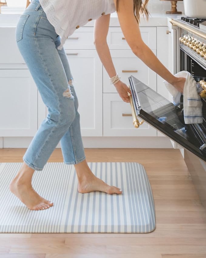 House of Noa Nama Standing Mat – Anti-Fatigue Cushioned Kitchen Mats for Floor | Ergonomic Bounce-Back Foam Kitchen Mats | Anti-Fatigue Mats for Kitchen & Standing | Coastal Nantucket | 22" x 54"