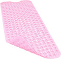 Bathtub and Shower Mats, 40x16 Inch Extra Large Non Slip Soft Bath Tub Mat with Suction Cups and Drain Holes for Bathroom Floor and Keep Tubs Clean, Machine Washable, Clear Pink