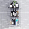 Bakzon Corner Shower Caddy, 3 Tier Acrylic Shower Organizer Corner for Inside Shower, Rustproof Floor Standing Shower Shelves for Bathroom, Clear