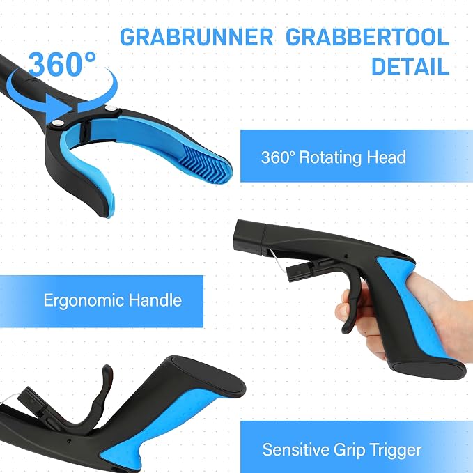 Grabber Reacher Tool - 32” Reacher Grabber Tool with Strong Magnetic and Swivel Head - Heavy Duty Pick Up Stick Grabbers for Seniors, Surgery Recovery Must Haves Gifts(Red + Blue)