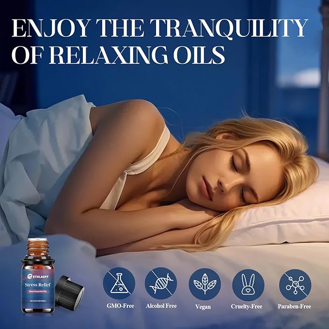 Relax Eessential Oils Set, Diffuser Oil for Home, Humidifiers, Candle Making, Aromatherapy - Stress Relief, Calm Down, Tranquil, Meditate, Unwind, Purify, 6x10ml