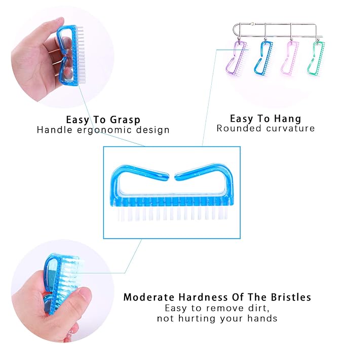 6 Pack Handle Grip Nail Cleaning Brush, Fingernail Brush Cleaner Scrub Brush Kit for Toes Shower and Women & Men & Pets (Color a)