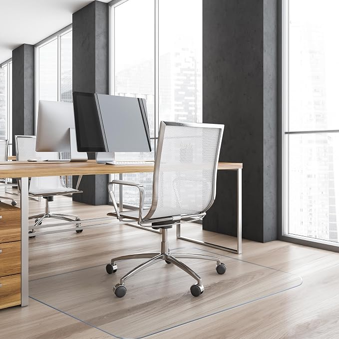 Yecaye Office Chair Mat for Hardwood Floor, 36" x 48" Clear Computer Desk Chair Mat, PVC Heavy Duty Floor Protector for Rolling Chairs, 0.07''(1.7mm) Thick Floor Mat (Transparent, 36" x 48")
