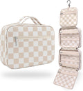 VANDEL Waterproof Hanging Toiletry Bag [TSA-Approved] Hanging Makeup Organizer Bag, Cosmetic Travel Bags for Women, Makeup Case Toiletries Organizer Hygiene Bathroom Shower Caddy - Neutral Checker