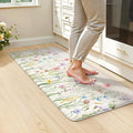 KIMODE Anti Fatigue Mats for Kitchen Floor, 20"x39" White Floral Kitchen Rug, Cushioned Kitchen Floor Mat Non Slip, Memory Foam Standing Mat for Sink Laundry Office Desk