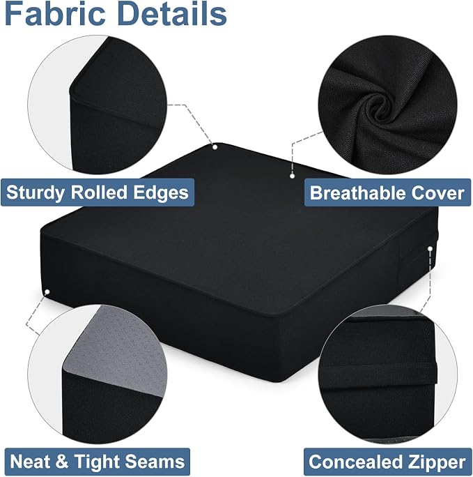 Shinnwa Gel Memory Foam Recliner Cushion for Elderly, Dual-Layer Foam Chair Pad, Extra Large Seat Cushion for Couch, Armchair, Wicker Chairs, Floor, 18 × 18 × 4in, Black