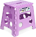 Delxo 13 inch Folding Step Stool, Non-Slip Foldable Stools Up to 300 LBS, Step Stool with Handle, Lightweight for Kitchen, Bathroom, Bedroom, Garden, Light Purple, 1PC