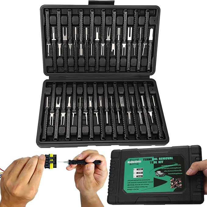 41 Pcs Terminal Pin Removal Tools with Blow-molded Case - Electrical Pin Removal Tools Automotive Depinning Tool Kit for Automotive & Household Devices Most Connector, Black
