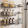 Veken Shower Caddy 6-Pack, No Drilling & Rustproof, Waterproof Adhesive Shelves Rack with Soap Holder, Large Capacity Bathroom Organizers and Storage, Wall-Mounted Kitchen & Home Decor, Silver Gray