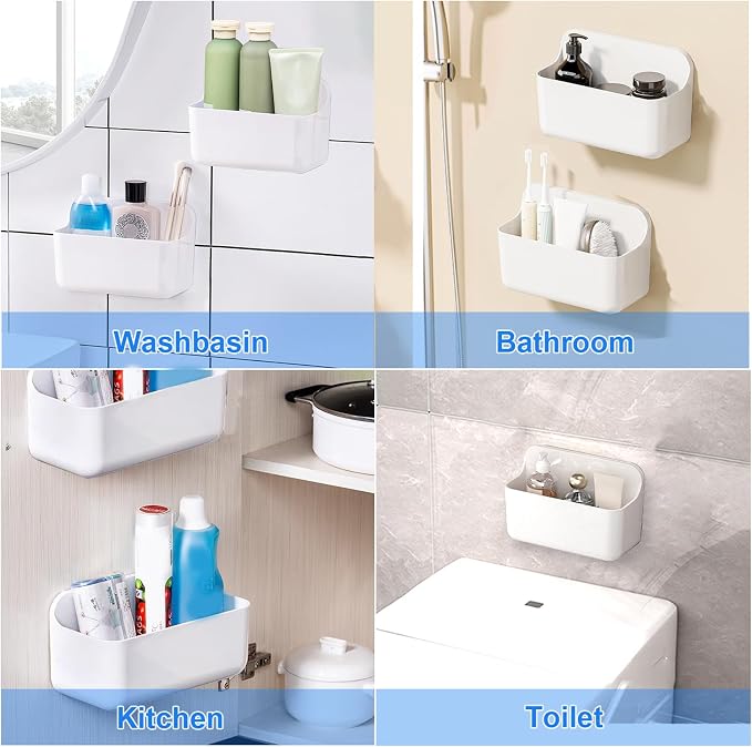 2pc Clear Wall Mount Organizer, Adhesive Cabinet Door Organizer,Self Adhesive Organizer for Wall,Shower Caddy No Drilling Hang Walls for Bathroom, Kitchen, Living Room