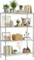 BestOffice 4-Tier Wire Shelving Unit, 1000 LBS Heavy Duty Metal Storage Shelves, Adjustable Wire Shelf for Garage, Kitchen, Pantry, Utility Shelving Rack with Leveling Feet, Chrome