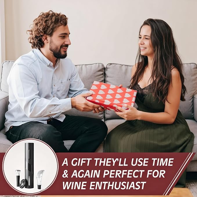 PEIPU Electric Wine Bottle Opener, Easy to Use, Perfect for Home, Restaurants & Travel, Wine Lovers & Host (Black)