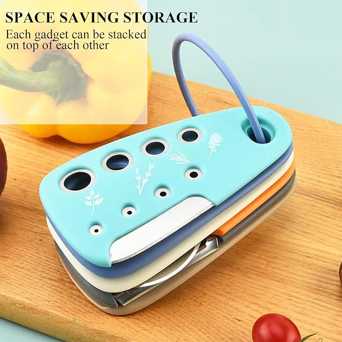Kitchen Gadgets Set 6 Pieces, Space Saving Cooking Tools Kitchen Accessories-Garlic Grinder, Cheese Grater, Vegetable Peeler, Pizza Cutter, Herb Stripper, Bottle Opener, Gadgets Gift Set (Multicolor)
