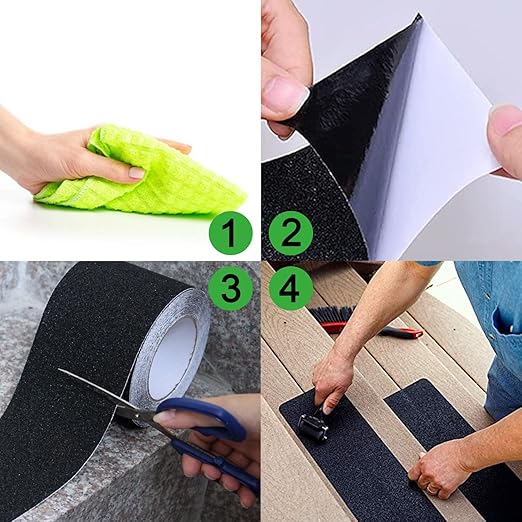 COSIMIXO 1" x 35Ft Heavy Duty Anti Slip Tape,Best 80grit Friction,Grip,Abrasive for Stairs Outdoor/Indoor Waterproof Grip Tape Safety Non Skid Tread Staircases Anti-Slip Traction Tape Black