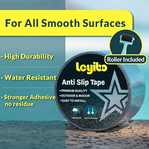 Anti Slip Tape, 4 Inch x 35 Ft Grip Tape for Stairs Outdoor/Indoor, Waterproof Non Skid Roll for Stair Treads Non Slip, High Traction Friction Abrasive Adhesive Stair Steps - Black