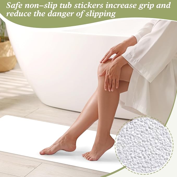 Colingmill 16" x 40" Non Slip Bathtub Mat for Tub Peel and Stick Adhesive Vinyl Anti Slip Non Skid Safety White Bath Mat Sticker with Drain Cut Out for Shower Floor Boat Wet Areas