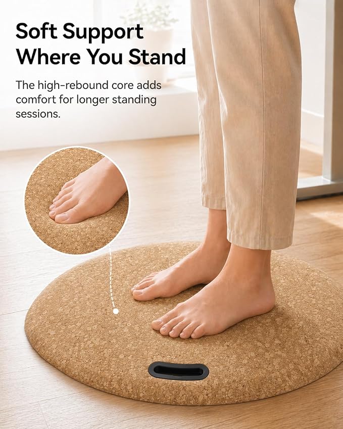 Rocalt Standing Desk Mat, Anti Fatigue Mat for Standing Work, Cushioned Cork Comfort Floor Mat for Office, Home Office, Kitchen Counter, Study Room, Soft Standing Pad with Handle