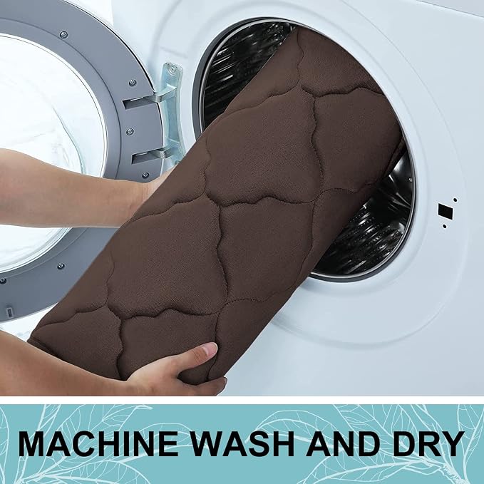 OLANLY Memory Foam Bath Mat Rug 59x34, Ultra Soft and Absorbent Bathroom Rugs, Non-Slip, Comfortable, Machine Washable Bath Carpet for Bathroom Floor, Tub, Shower and Home Decor Accessories, Brown