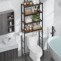 Kitsure Over The Toilet Storage Cabinet, Sturdy Bathroom Organizer, Easy Assembly, 4-Tier Shelf (72.6" H), Space Saving Storage for Small Bathroom, Heavy Duty Metal Frame, Brown & Black