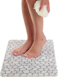 ENKOSI Loofah Non-Slip Shower and Bath Mat - Soft Cushioned Comfort - No Suction Cups for Smooth or Textured Tubs - Fast Draining - Safety for Bathroom, Family, Kids, and Elderly (24x16 Pebble)