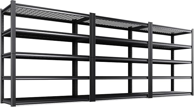 3-Pack Heavy Duty Garage Shelving for Garage, Warehouse & Workshop Storage Organization, 71" H x 46" W x 18" D Adjustable 5-Tier All Metal Wire Shelf for Tools, Storage Bins & Bulk Items