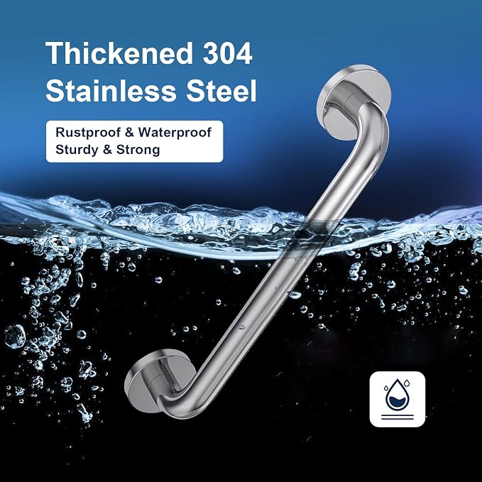 Handicap Grab Bars, 2 Pack 18 Inch Shower Grab Bar for Seniors, 304 Stainless Steel ADA Grab Bars for Bathtubs and Showers, Toilet, Safety Shower Handle for Elderly, Disabled, Injury (Chrome Polished)