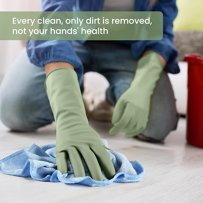 Rubber Cleaning Gloves for Dishwashing, 12 Pairs Reusable Kitchen Gloves for Washing Dishes and Household Cleaning, Colorful Gloves with Flocked Lining and Non-Slip Grip, Perfect for Women Men - M