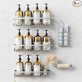 Shower Caddy, 5 Pack Shower Shelves for Inside Bathroom, Rustproof Adhesive Bathroom Organizer with Soap Holder, No Drilling Washroom Organizers and Storage for Bathtub Room/Kitchen, Silver