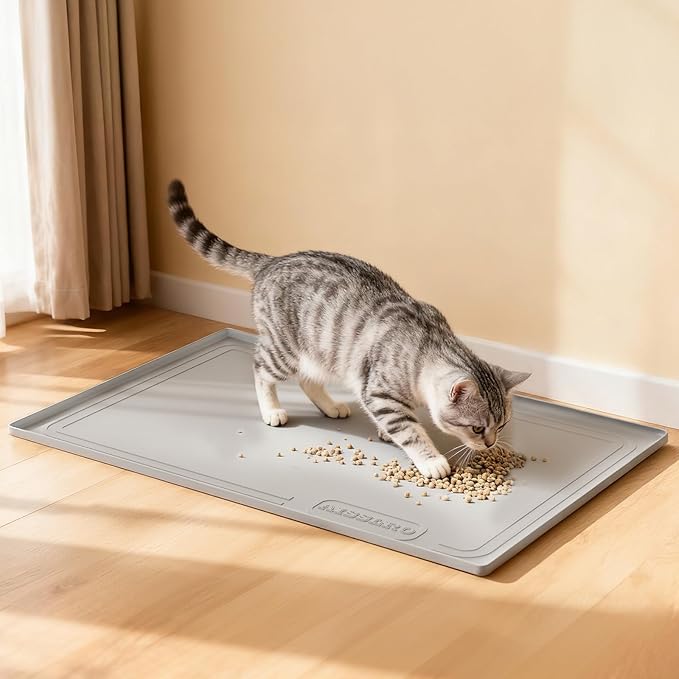 Aisslro Under Sink Mat 31" X 22", Waterproof Silicone Under Sink Mats for Kitchen, Anti-Leak Shelf Liner & Cabinet Protector with Raised Edge, [BPA Free] Bathroom Tray Home Organizer, Gray