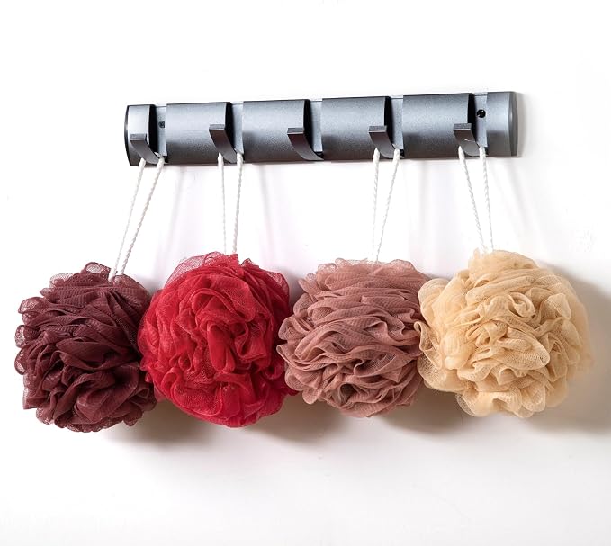 MTDLYICE Loofah Sponge XXL-100g 4 Pack, Bath Sponge Soft Mesh Shower Puff Loofah for Men, Exfoliating Body Scrubber for Women, Shower Accessories (Cherry Red)