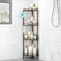 SWTYMIKI Standing Shower Caddy Corner - 4‑Tier Stainless Steel Shower Organizer Shelf with 12 Hooks and Adhesive Pads, Rustproof Corner Shelves Stand Rack for Bathroom Shower Room, Bronze