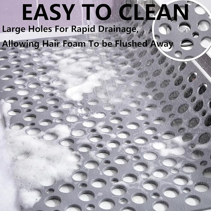 Casa and Beyond Shower Mat, Bathtub Mat Non Slip with Suction Cups and Drain Holes, Easy to Clean Soft Machine Washable, Shower Mats for Inside Shower Easy Dry&Cut (Green,21" x 21"(Rectangular))