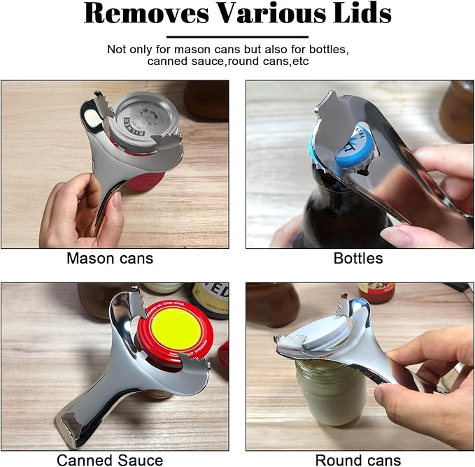 Mason Jar Opener No Lid Dents or Damage Multifunctional Jar Opener Easy Twist Manual Handheld Top Remover Bottle Opener Made For Lifetime