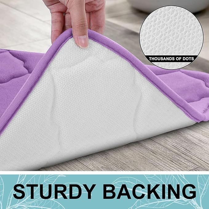 OLANLY Memory Foam Bath Mat Rug 47x20, Ultra Soft and Absorbent Bathroom Rugs, Non-Slip, Comfortable, Machine Washable Bath Carpet for Bathroom Floor, Tub, Shower and Home Decor Accessories, Lavender