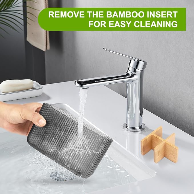 GFWARE Black Bathroom Accessories - 5 Slots Toothbrush Holders for Bathrooms Sink Organizer Countertop Kids Bathroom Storage Caddy Decor