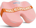 TushGuard Seat Cushion for Office Chair Memory Foam Non-Slip Cushion Back, Relief Chair Pad, Butt Pillow for Office, Car, Computer Desk, Pink, X-Large