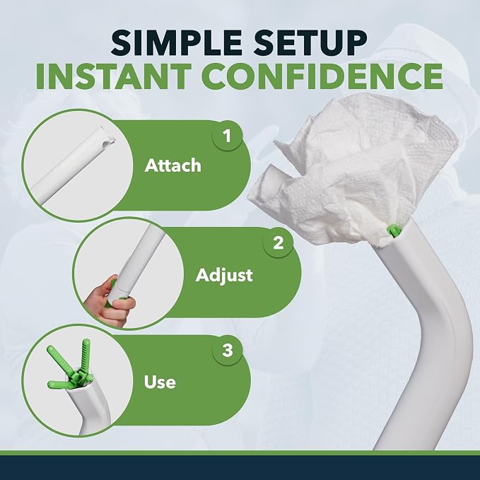 FreedomWand Toilet Tool Extension - 4" Toilet Assist Devices for Wiping Extension Piece - Lightweight and Easy to Use Bathroom Essentials, Adjustable Attachment for Personal Hygiene and Movement