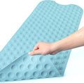 Bligli Bathtub Mat Non-Slip Without Suction Cups, 39x16inch Extra Long Bath Mats for Shower Bathroom, Machine Washable Natural Rubber Shower Tub Mat (39x16inch, Sky Blue)
