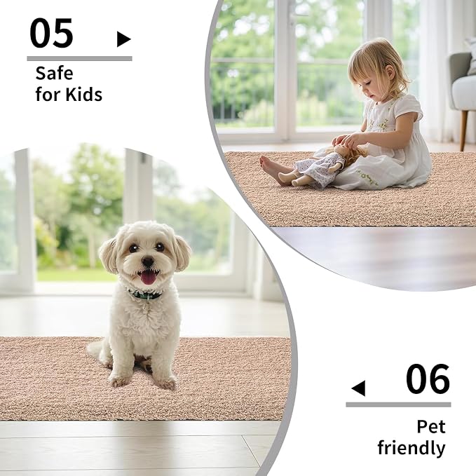 Disolla Beige Bathroom Rug 24x36 - Non-Slip Plush Thick Bath Mat, Highly Absorbent & Ultra Soft Fluffy Floor Mat, Machine Washable for Shower and Tub