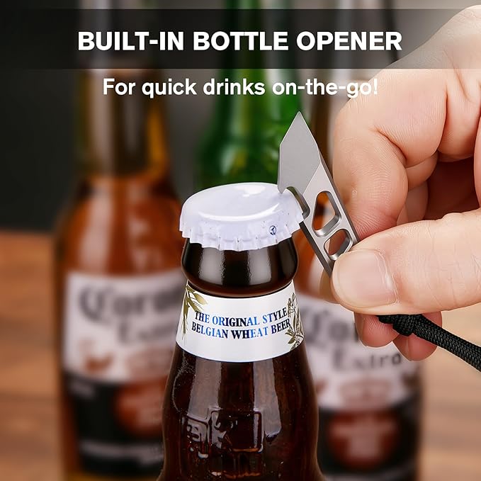 KEEPO LINK Mini Pry Bar with Bottle Opener, 2.16” Titanium Pocket Pry Bar Keychain Multitool for Everyday Carry, OLT07