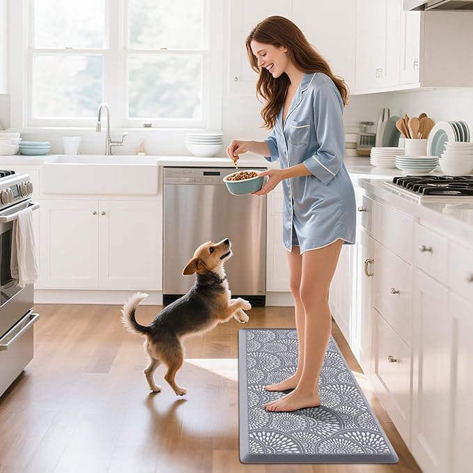 Mattitude Kitchen Mat, 17.3x39in Heavy Duty Ergonomic Comfort Foam Standing Desk Mat, Waterproof Non-Slip Standing Mats and Rugs for Kitchen, Office, Laundry, Grey