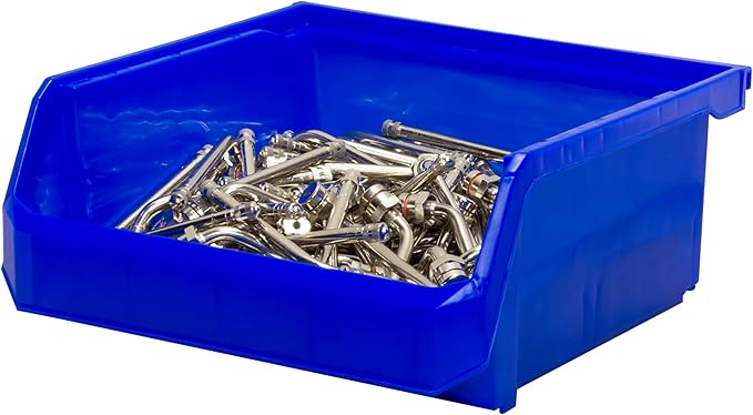 ReadySpace Plastic Containers for Organizing and Storage Bins for Closet, Kitchen, Office, Garage or Pantry Organization, Stackable Bins, Extra Large (14.8" x 16.5" x 7"), 4-Pack, Blue