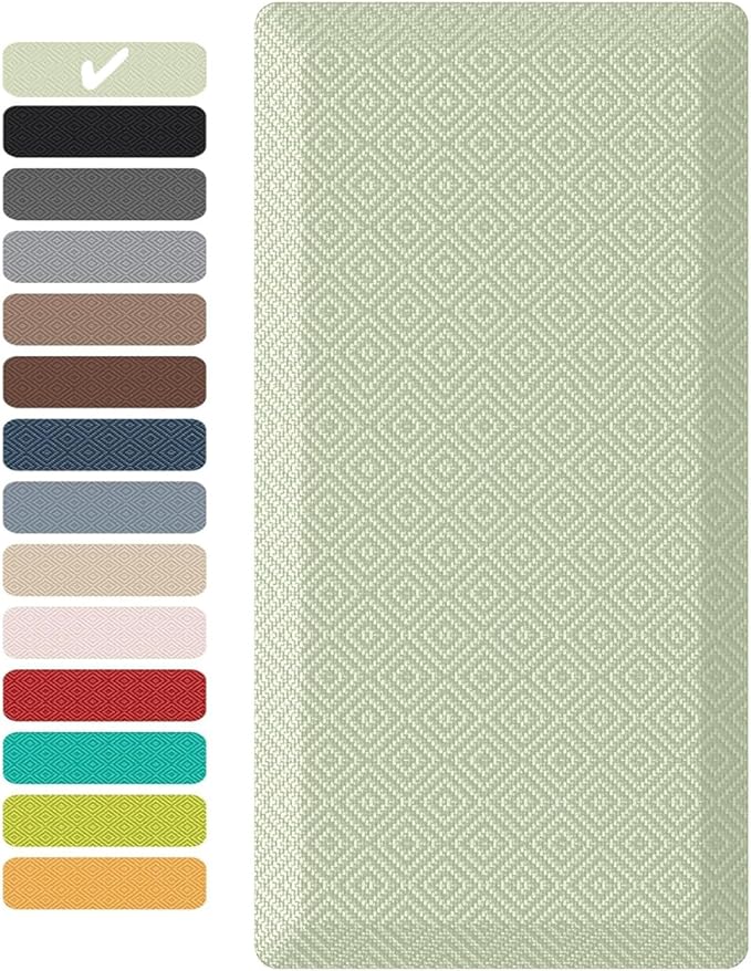 Ophanie Kitchen mats for Floor, 3/4 inch Thick, Kitchen Rugs, 20''x48'' Anti Fatigue Standing Cushioned Mat, Waterproof,Comfort Ergonomic mat for Office, Home, Sink, Sage Green Non-Slip Bottom