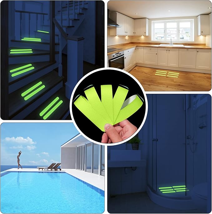 Kyerivs Anti-Slip Shower Strips, Safety Shower Treads Stickers - 24 Pics, Bathtub Non Slip Stickers, Anti Skid Tape for Shower,Tub,Steps, Floor-Strength Adhesive Grip Appliques for Baby,Senior,Adult