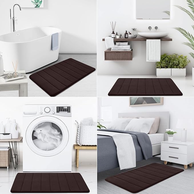 Buganda Memory Foam Bath Mat, 45" x 27", Ultra Soft and Non-Slip Bathroom Rugs, Water Absorbent and Machine Washable Bath Rug Runner for Bathroom, Shower, and Tub, Brown