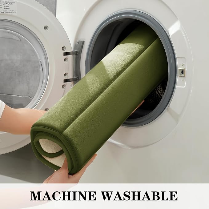 BYSURE Sage Green Memory Foam Bathroom Rug Set 3 Piece, Non Slip Extra Soft Absorbent Machine Washable Toilet Bath Toilet Mat (17"x24"+20"x32"+U Shape 20"x24")