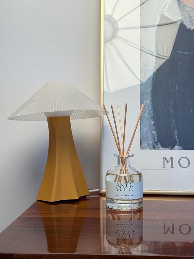 Lime Basil & Mandarin Reed Diffuser – Citrus & Herbal Diffuser for Home 6.7 fl oz – 8 Rattan Sticks – Premium Aromatherapy Oil – Elegant Glass Bottle – 90 Days Long Lasting Diffuser Set