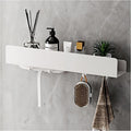 REKITA No Drill Shower Shelf Organizer, 40cm Stainless Steel Bathroom Storage with 4 Removable Hooks, Adhesive Wall Mounted Shower Caddy, Rustproof Bath Shelf for Bathroom Kitchen Living Room