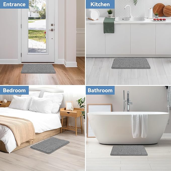 Bcoimo Bathroom Rugs 24x17, Bath Mats for Bathroom Non Slip with Rubber Backing,High Absorbent Microfiber Bath Rugs Quick Drying, Machine Washable, Durable Decor