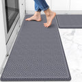 Mattitude Kitchen Mat 2PCS Kitchen Rugs Cushioned Anti-Fatigue Rug Waterproof Standing Desk Mat Kitchen Mats for Floor Kitchen Rug Set for Kitchen, Sink, Office 17.3"×30"+17.3"×47"-0.47inch Light Grey